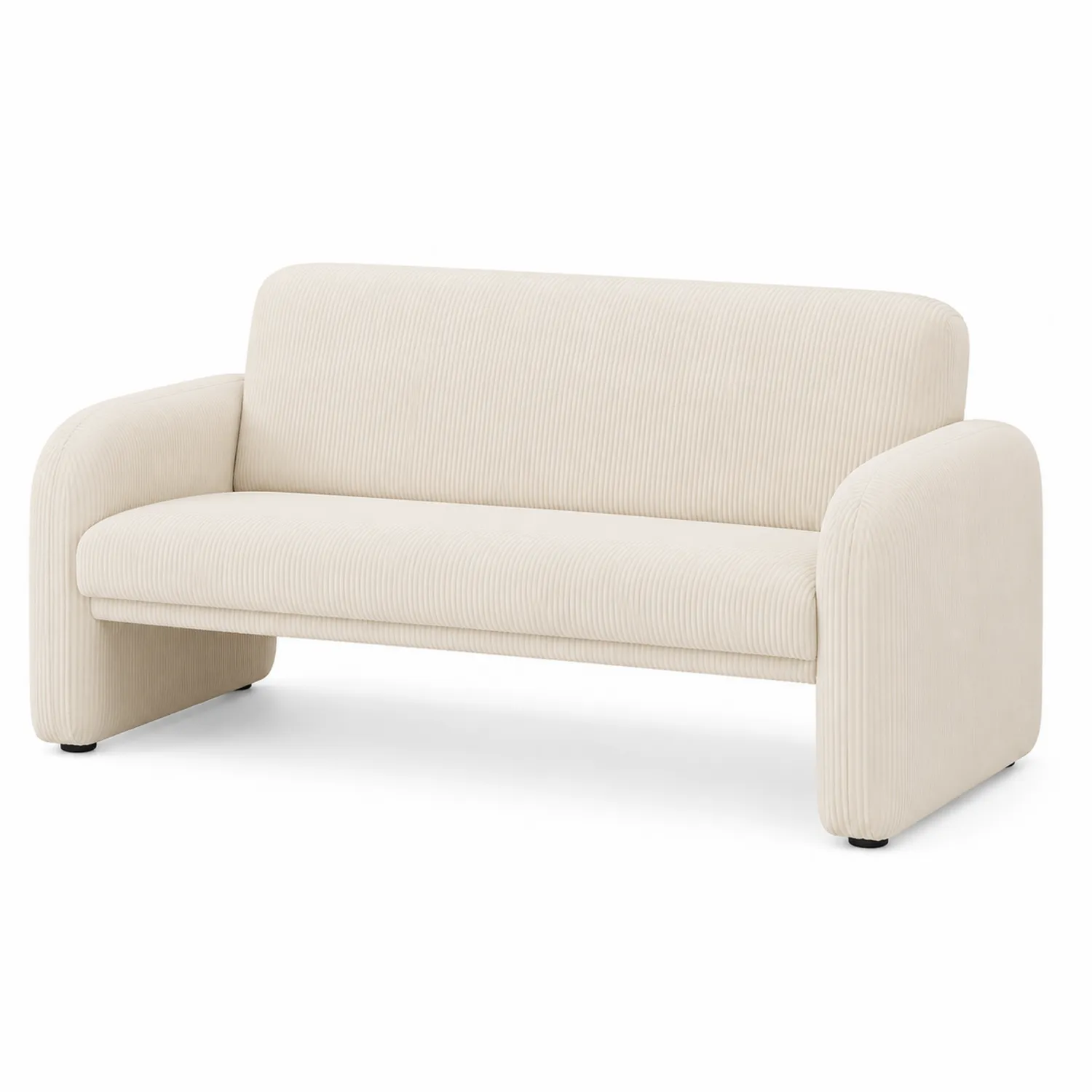 Divano a 3 posti in tessuto a coste Beige 200x90x85 cm