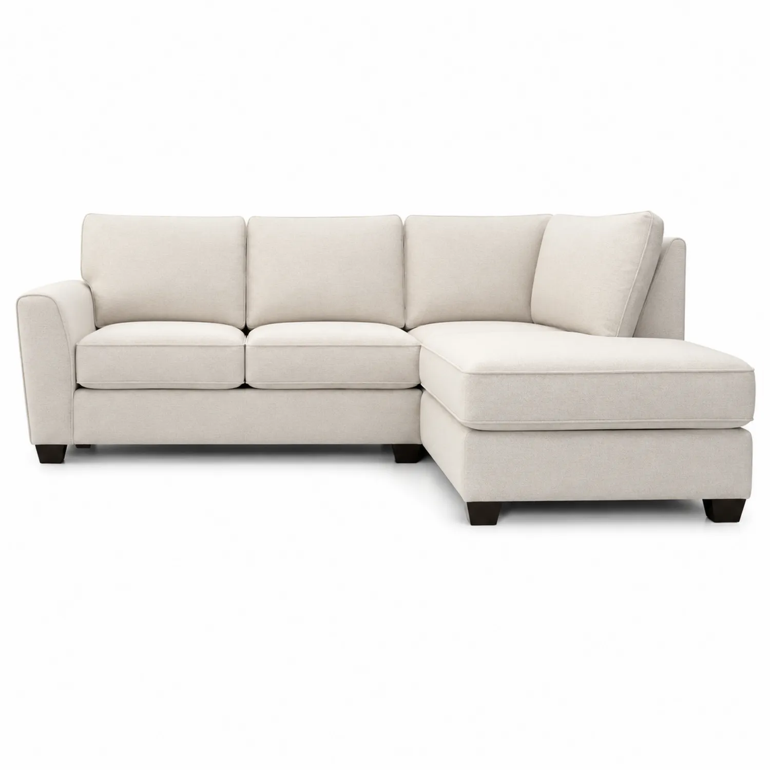 Divano ad Angolo in Tessuto Poliestere Beige con Chaise Longue Destra