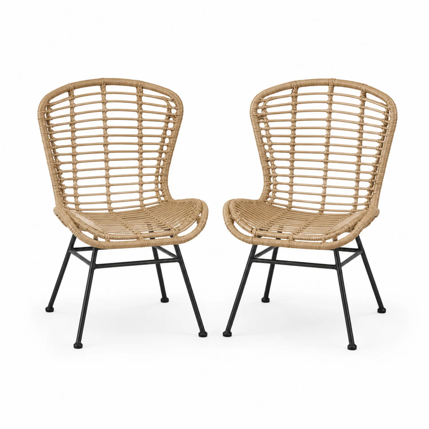 Set di 2 sedie in rattan e acciaio