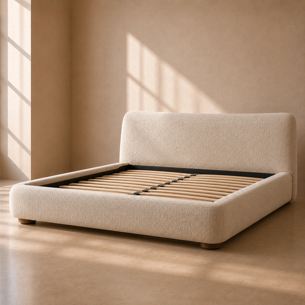 Modernes Polsterbett Boucle Creme