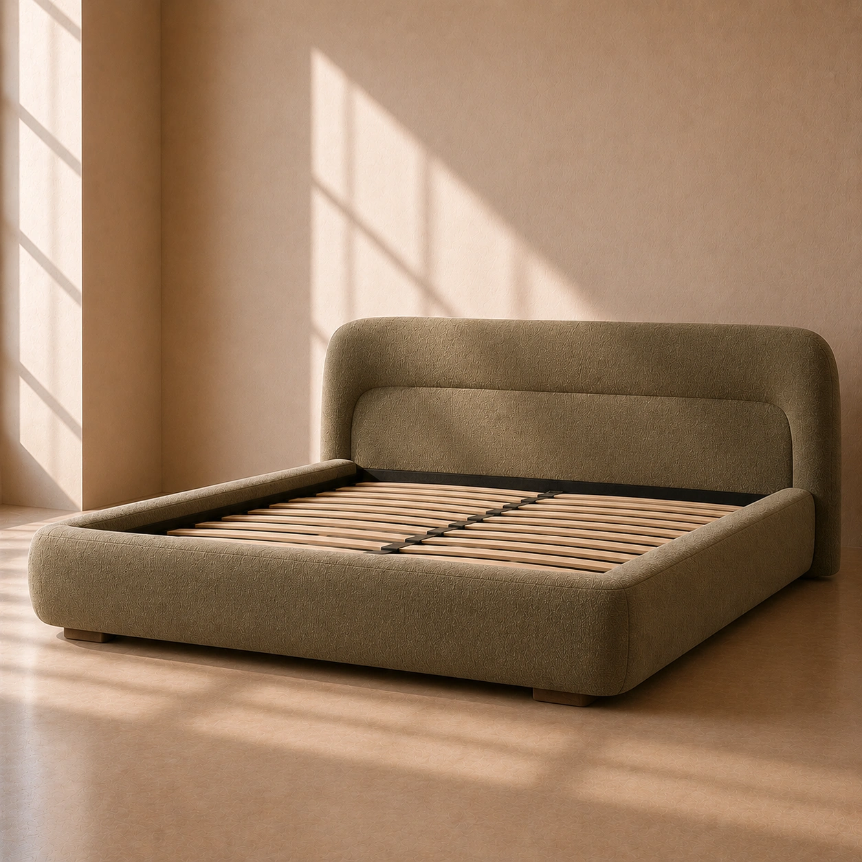 Gepolstertes Luxus Bett Taupe
