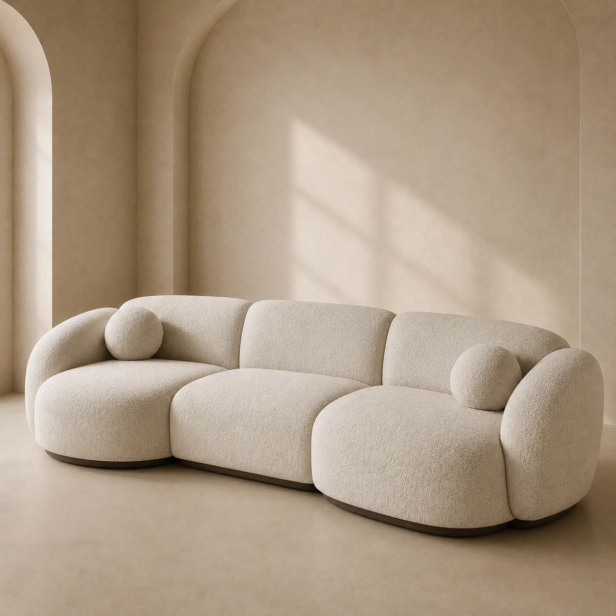 Curved Lounge Sofa Beige