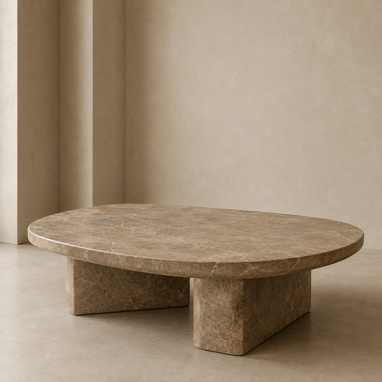 Ovaler Marmor Couchtisch Braun