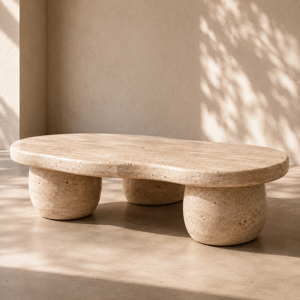 Ovaler Naturstein Couchtisch Sand