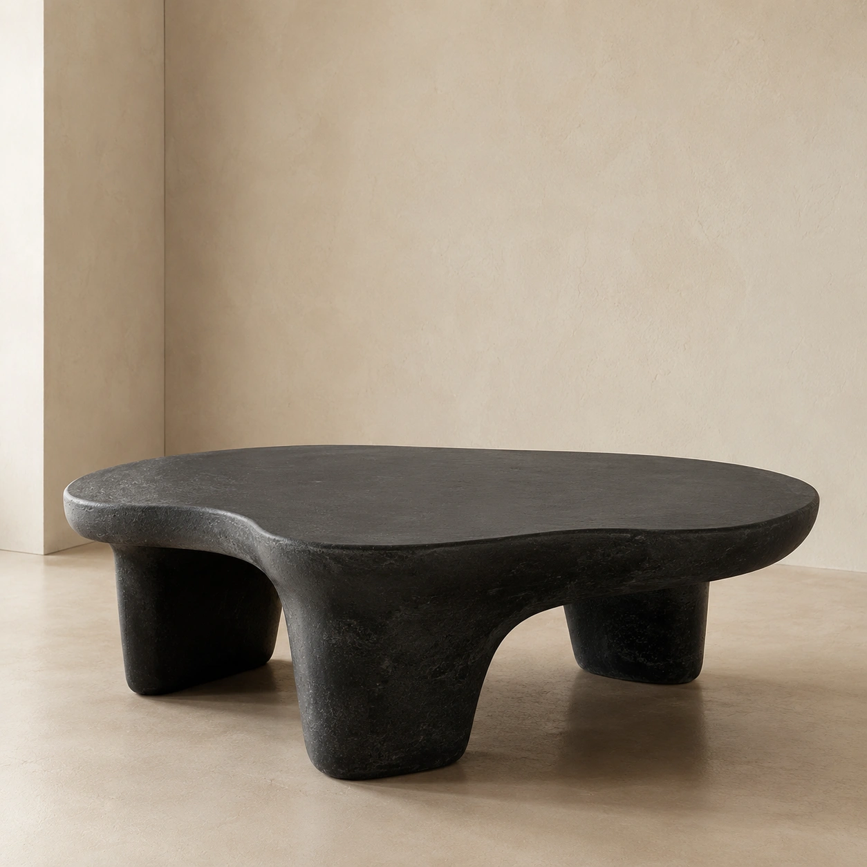 Schwarzer Designer Couchtisch Steinoptik