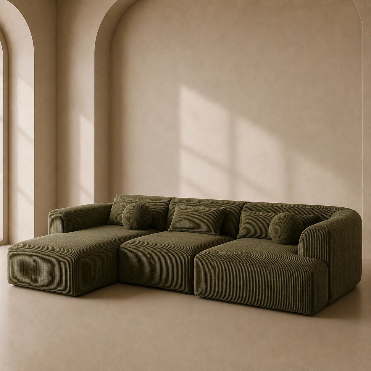 Modular Cord Sofa Olive Green