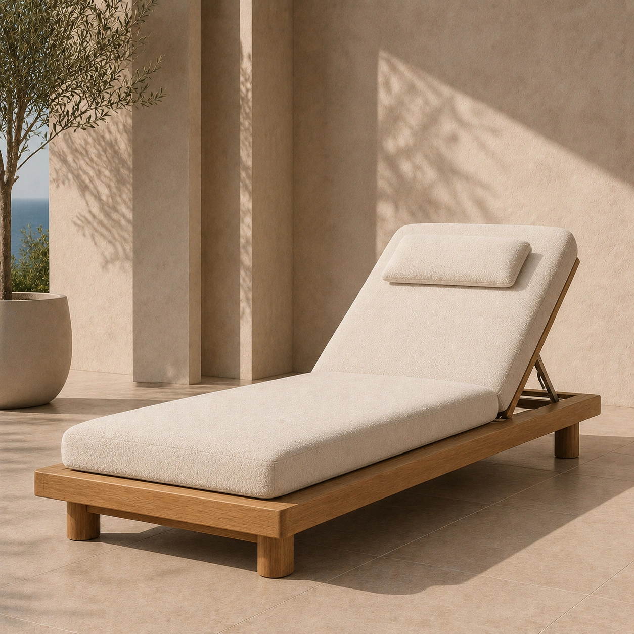 Holz Sonnenliege Creme