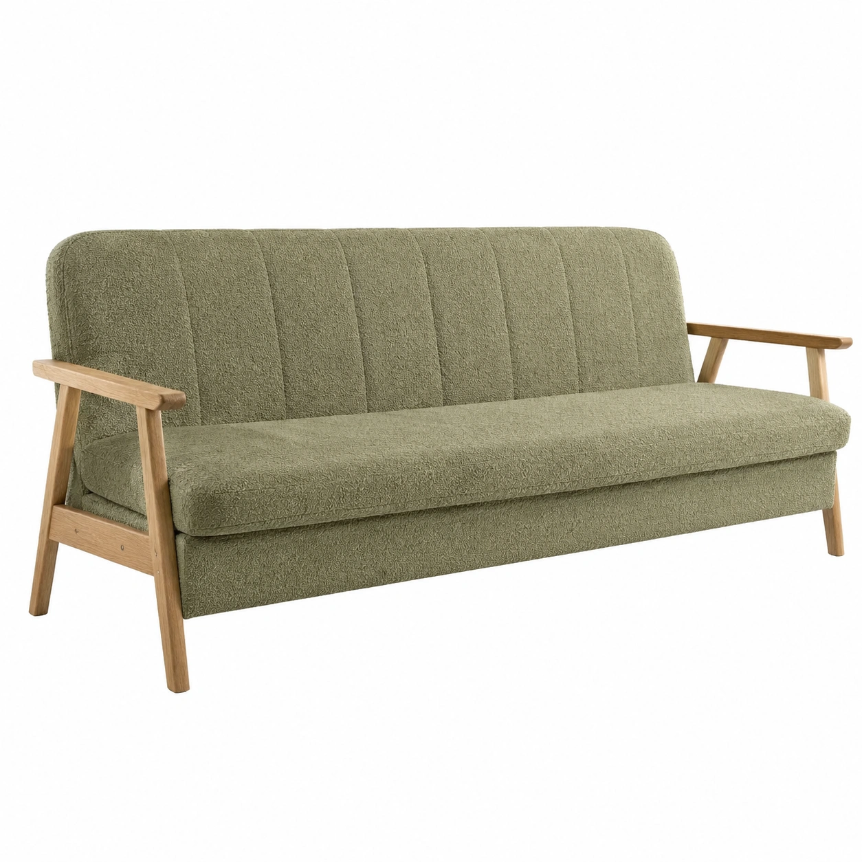 Sofa Verde Oliva Tapizado con Patas de Madera-Cozynto