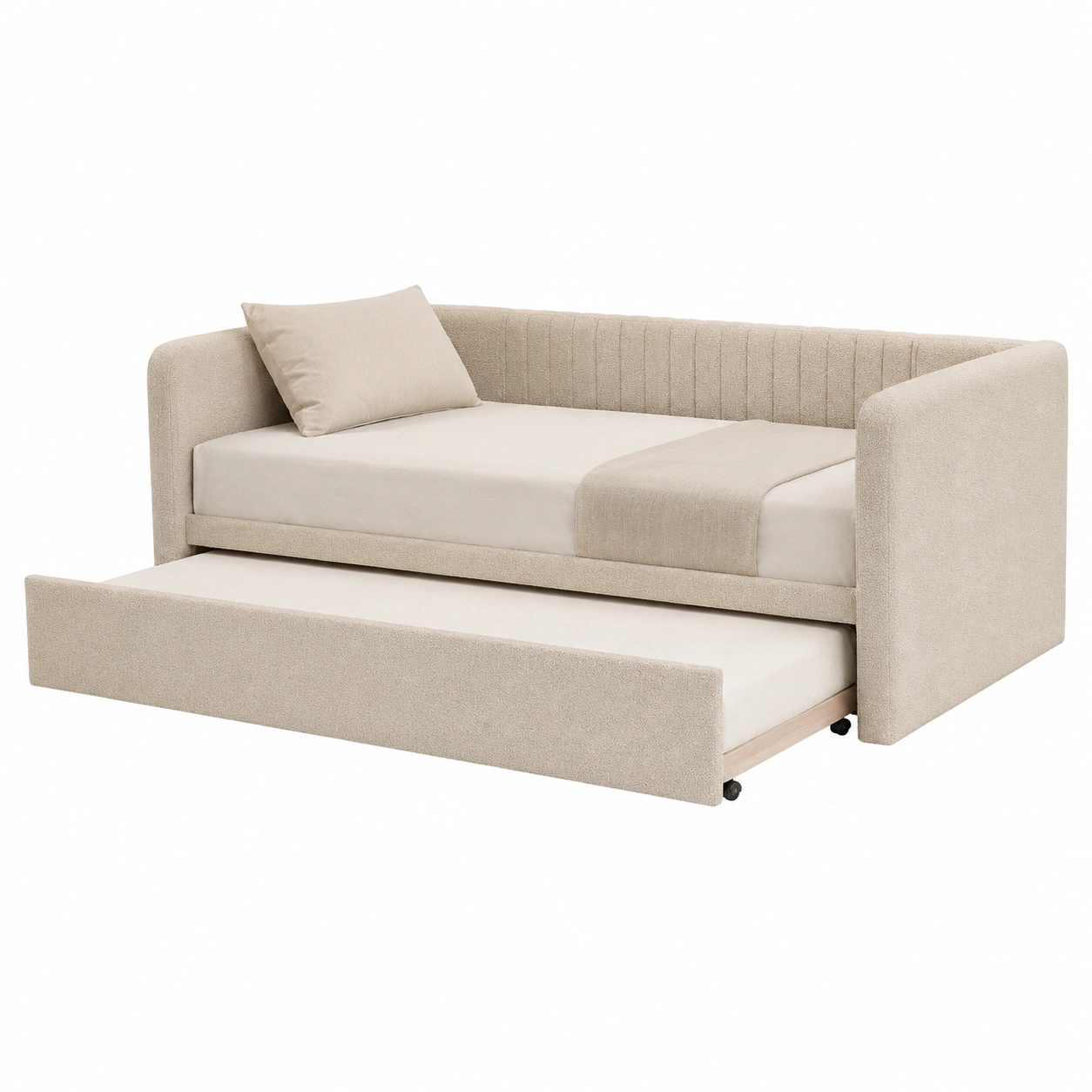 Sofa Cama Individual Beige con Cama Nido Inferior-Cozynto