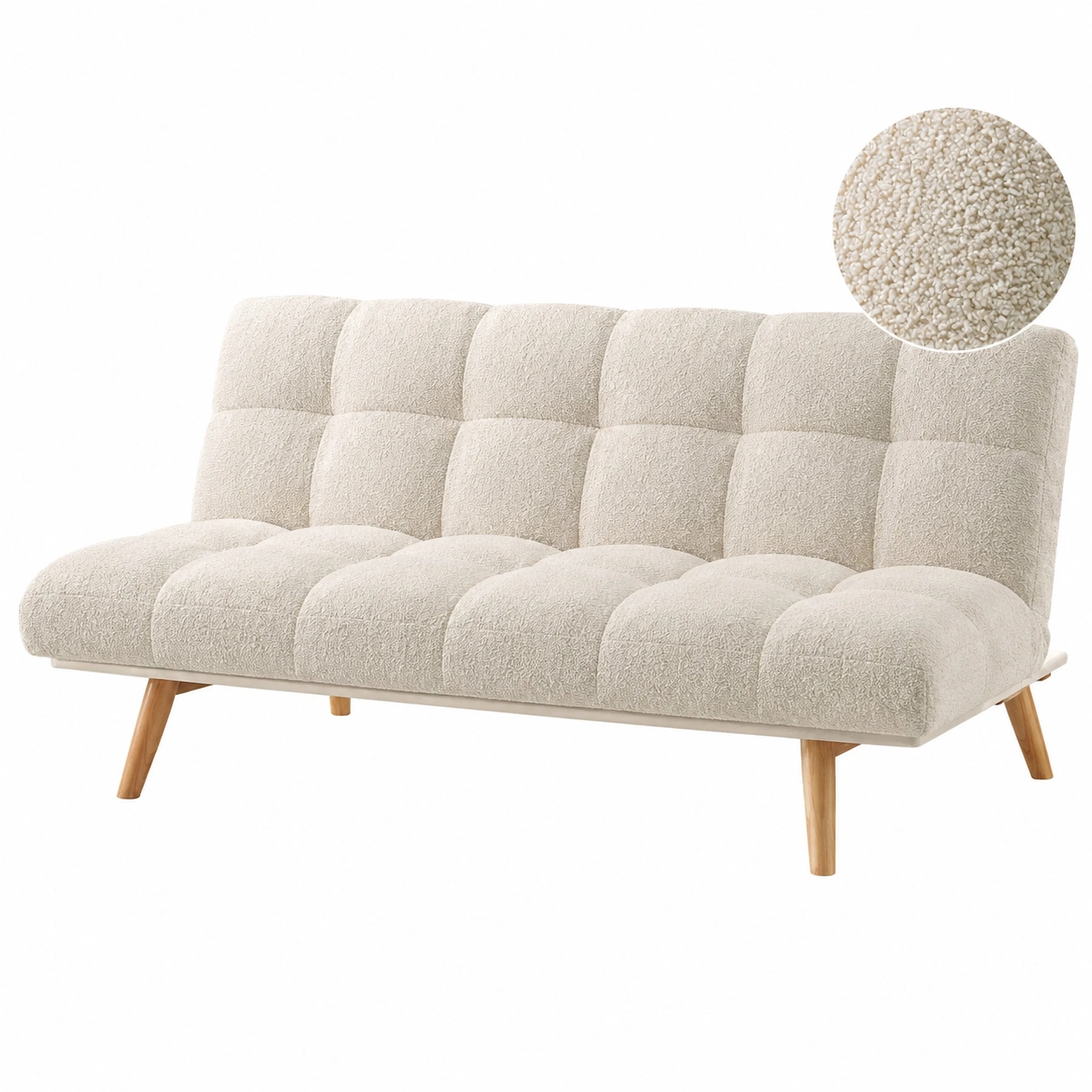 Sofa Cama Boucle Marfil de Estilo Acogedor-Cozynto