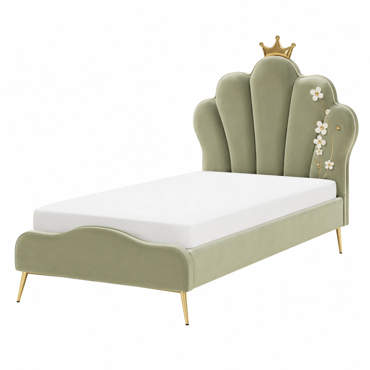 Cama infantil floral verde claro-Cozynto