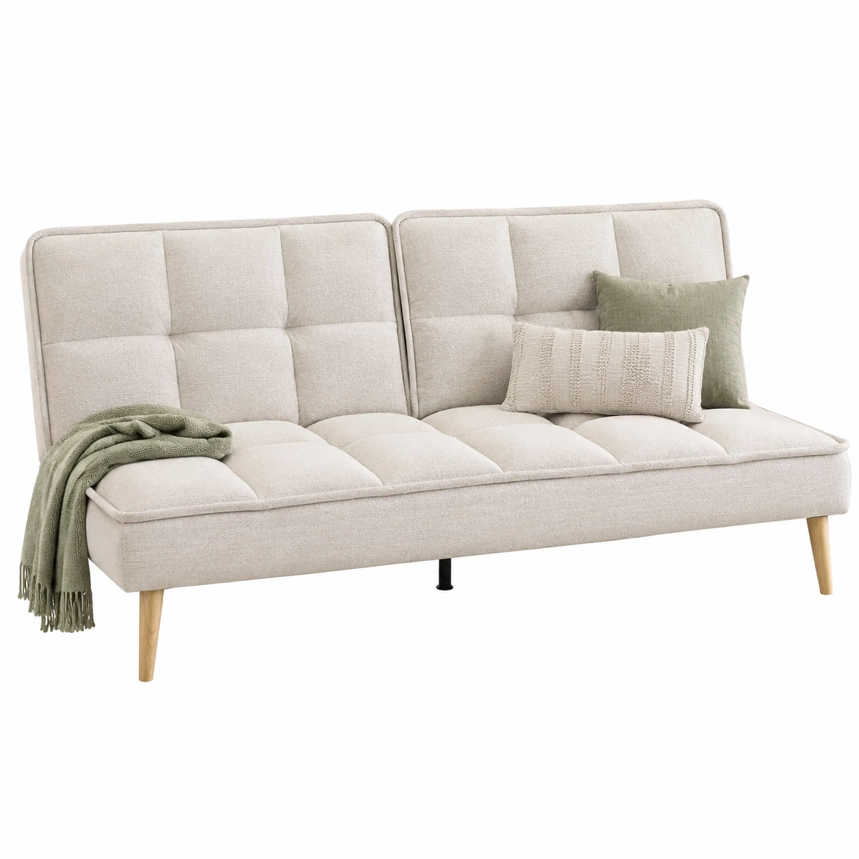Sofa cama beige minimalista para salon moderno-Cozynto