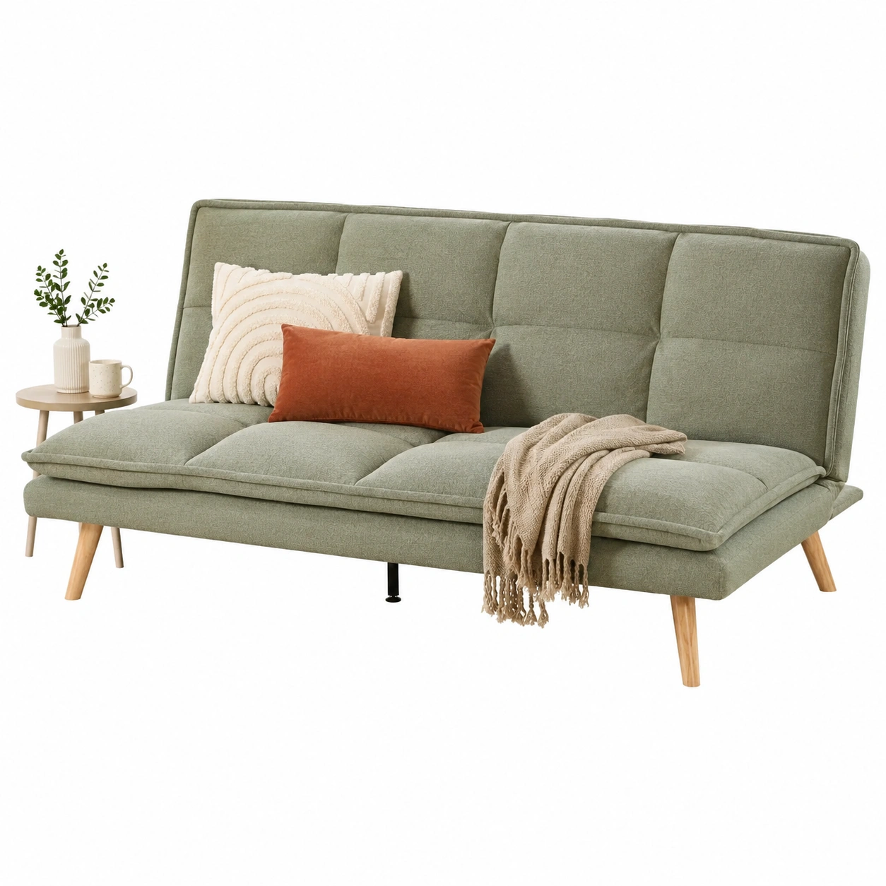 Sofa cama reclinable verde salvia con esencia nordica-Cozynto