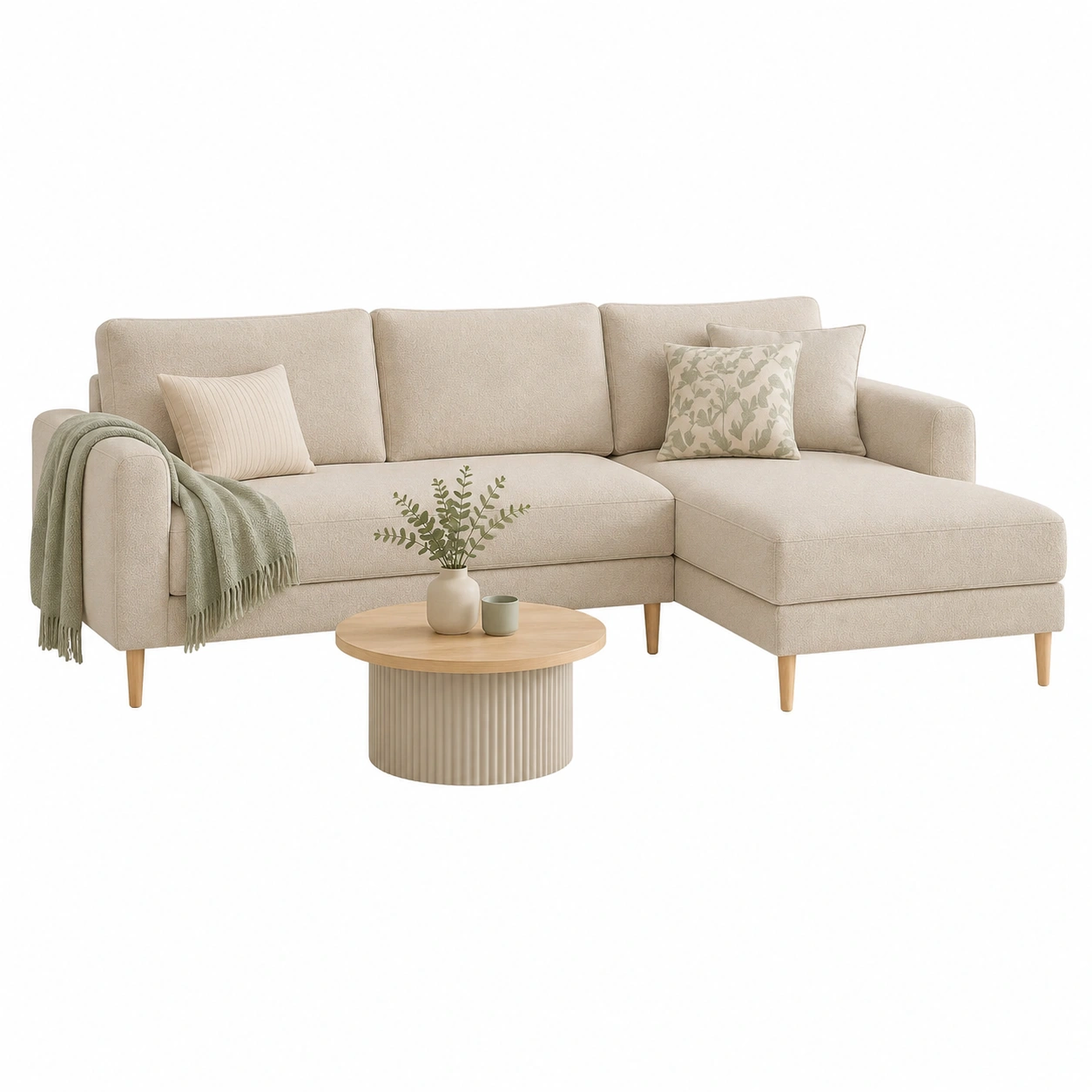 Sofa Chaise Longue Nordic Beige-Cozynto