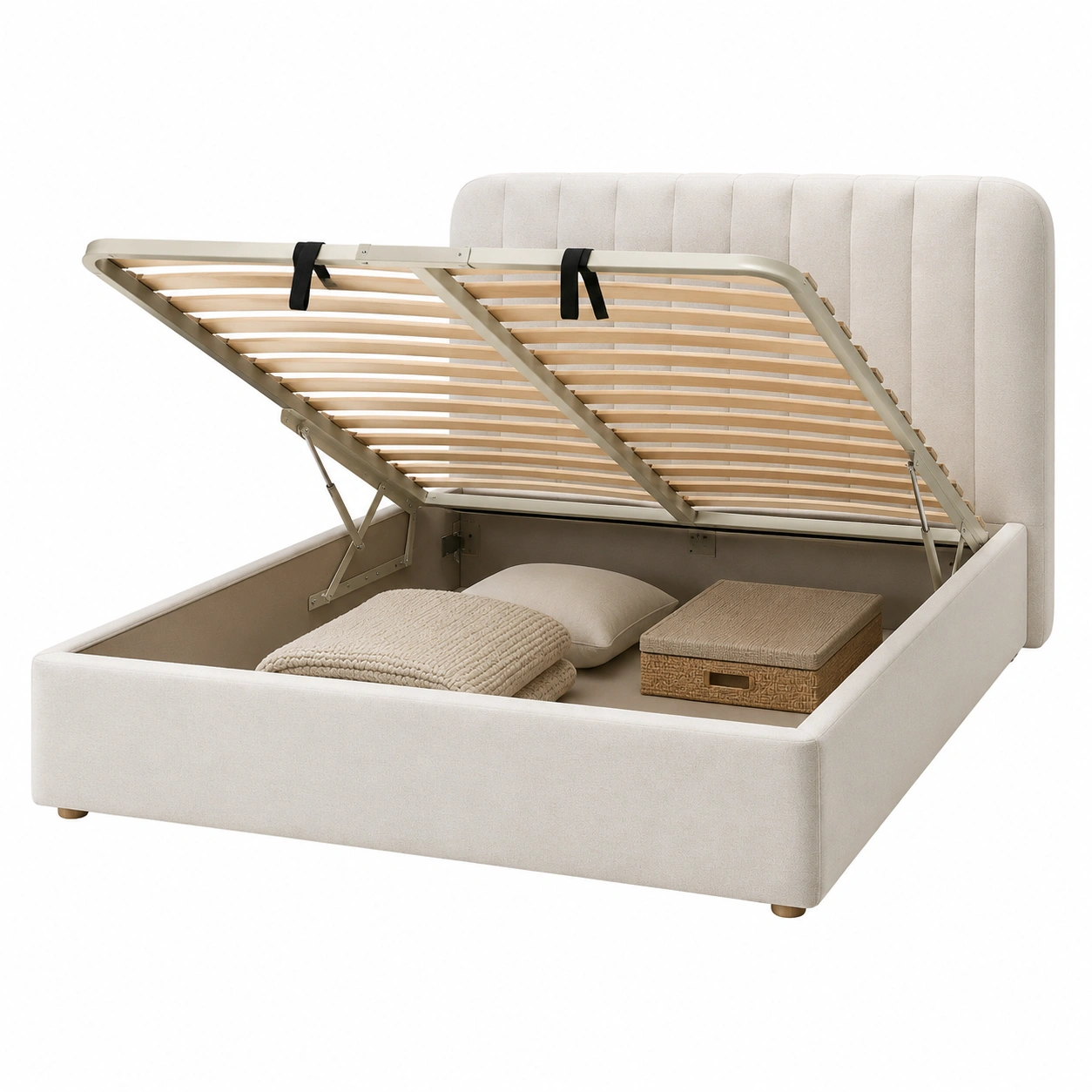 Cama Moderna Tapizada con Espacio Interior-Cozynto