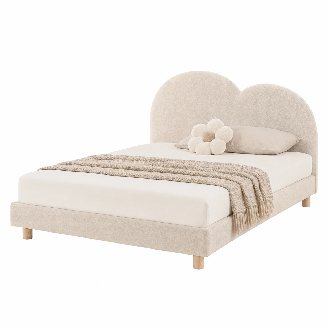 Cama moderna tapizada con cabecero corazon-Cozynto