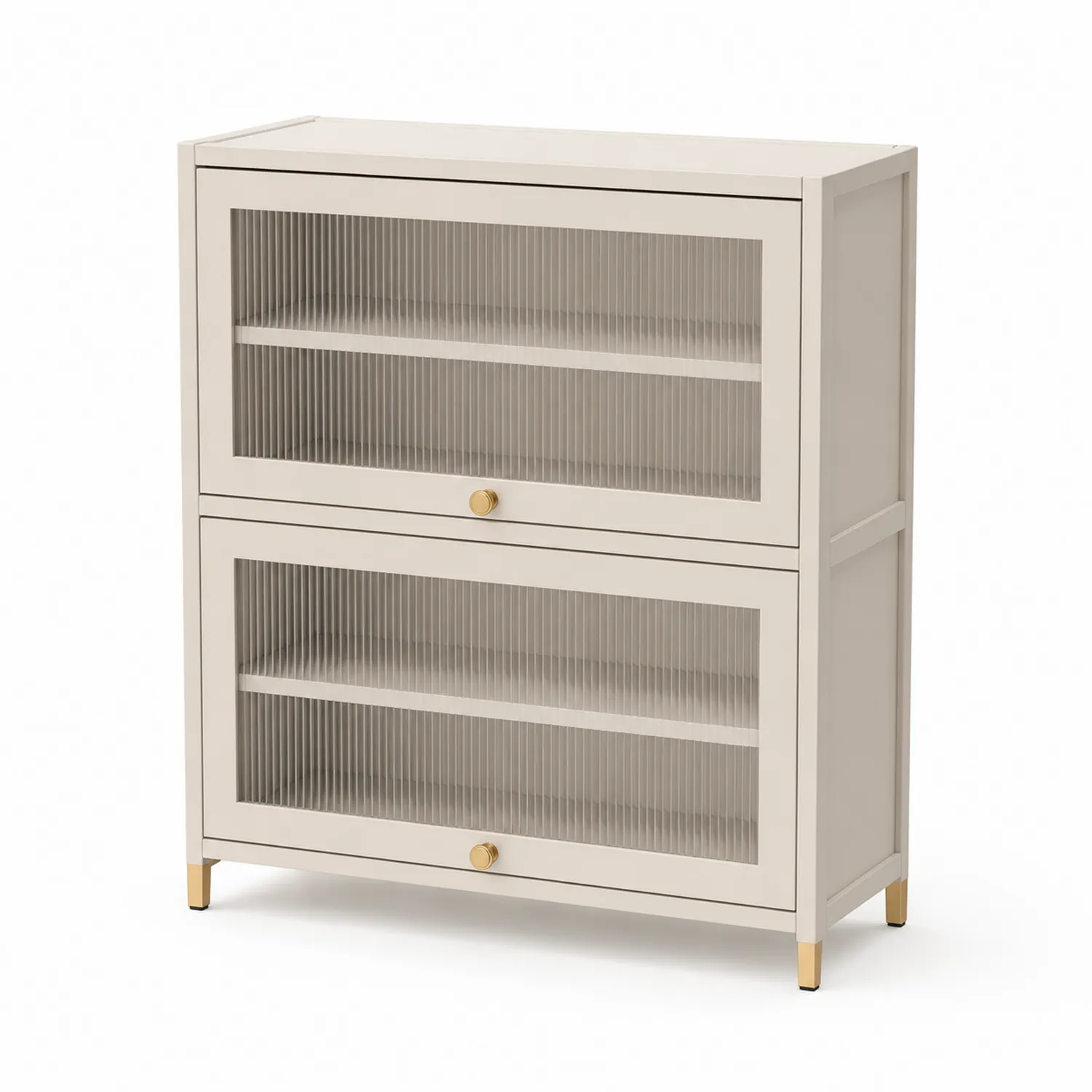 Szafka na buty z drzwiami z żebrowanego pleksiglasu 90x30x120 cm Beżowy