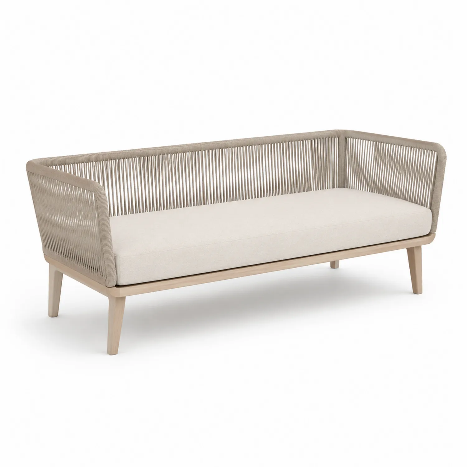Sofa ogrodowa drewniana i materiałowa, 200x85x75 cm, Beżowy
