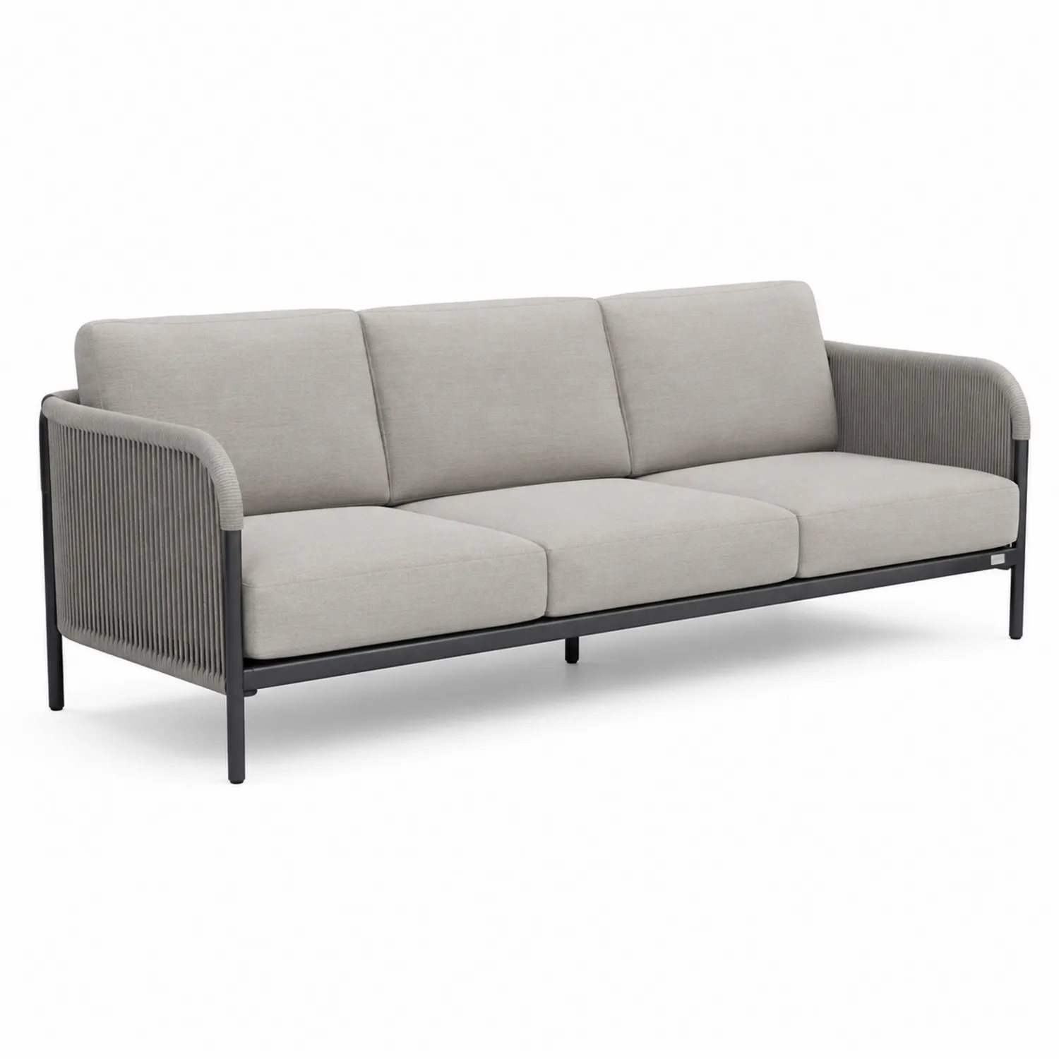 Sofa ogrodowa 3-osobowa aluminiowa z poduszkami poliestrowymi