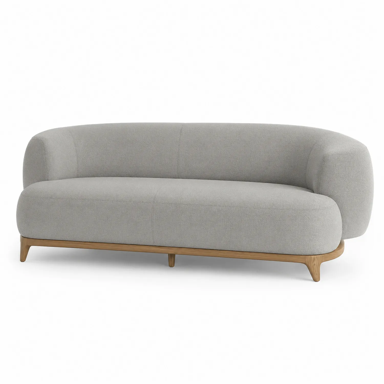 Sofa dwuosobowa z tkaniny i drewna dębowego Szary