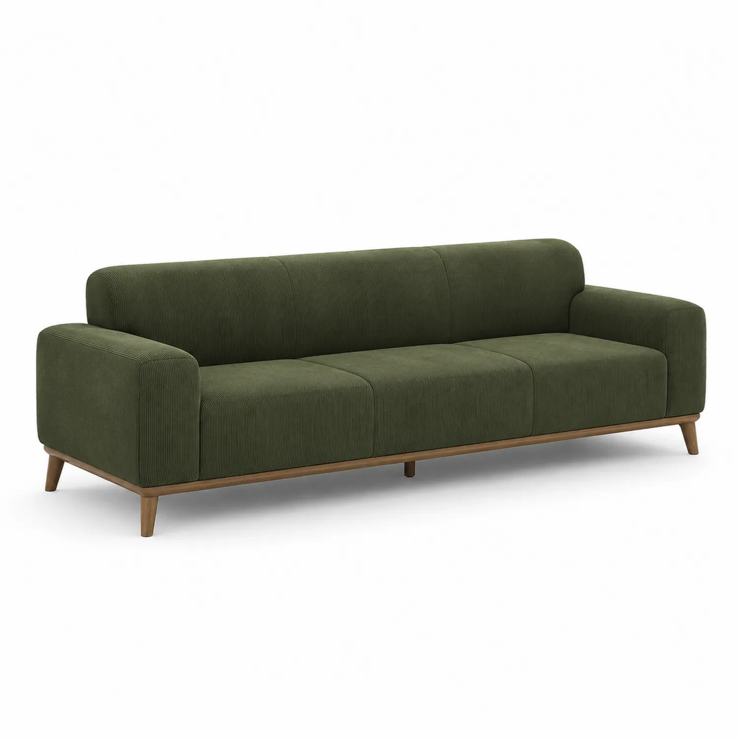 Trzyosobowa sofa z tkaniny sztruksowej, zielona, 220 cm
