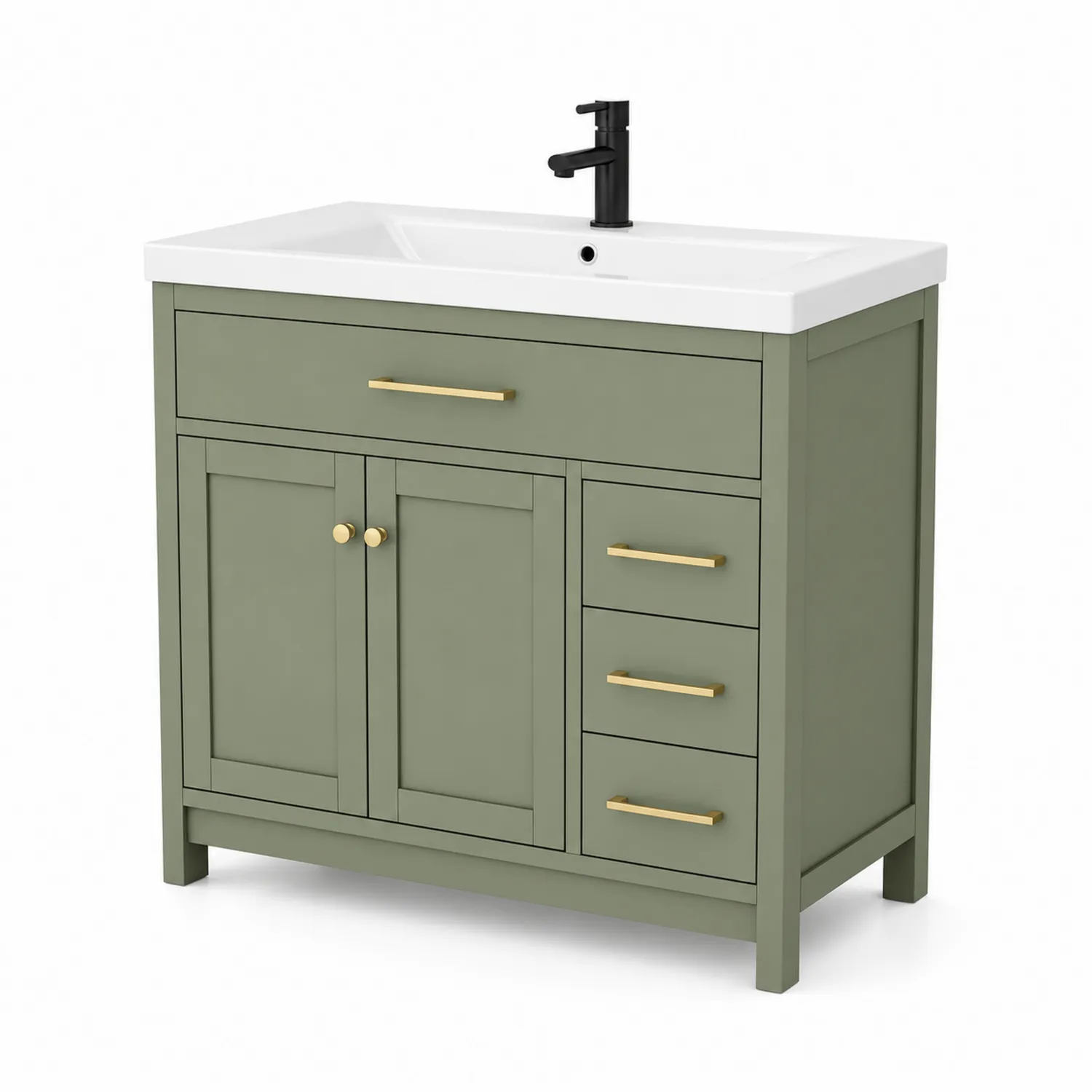 Szafka łazienkowa z ceramiczną umywalką MDF zielona 80 cm