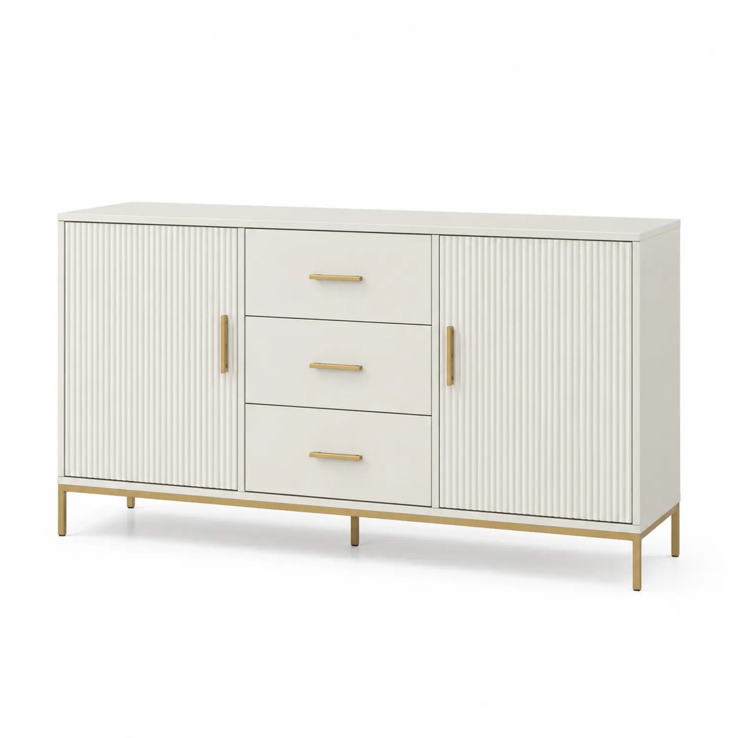 Kredens z MDF i metalowymi akcentami 150x40x85 cm Biały