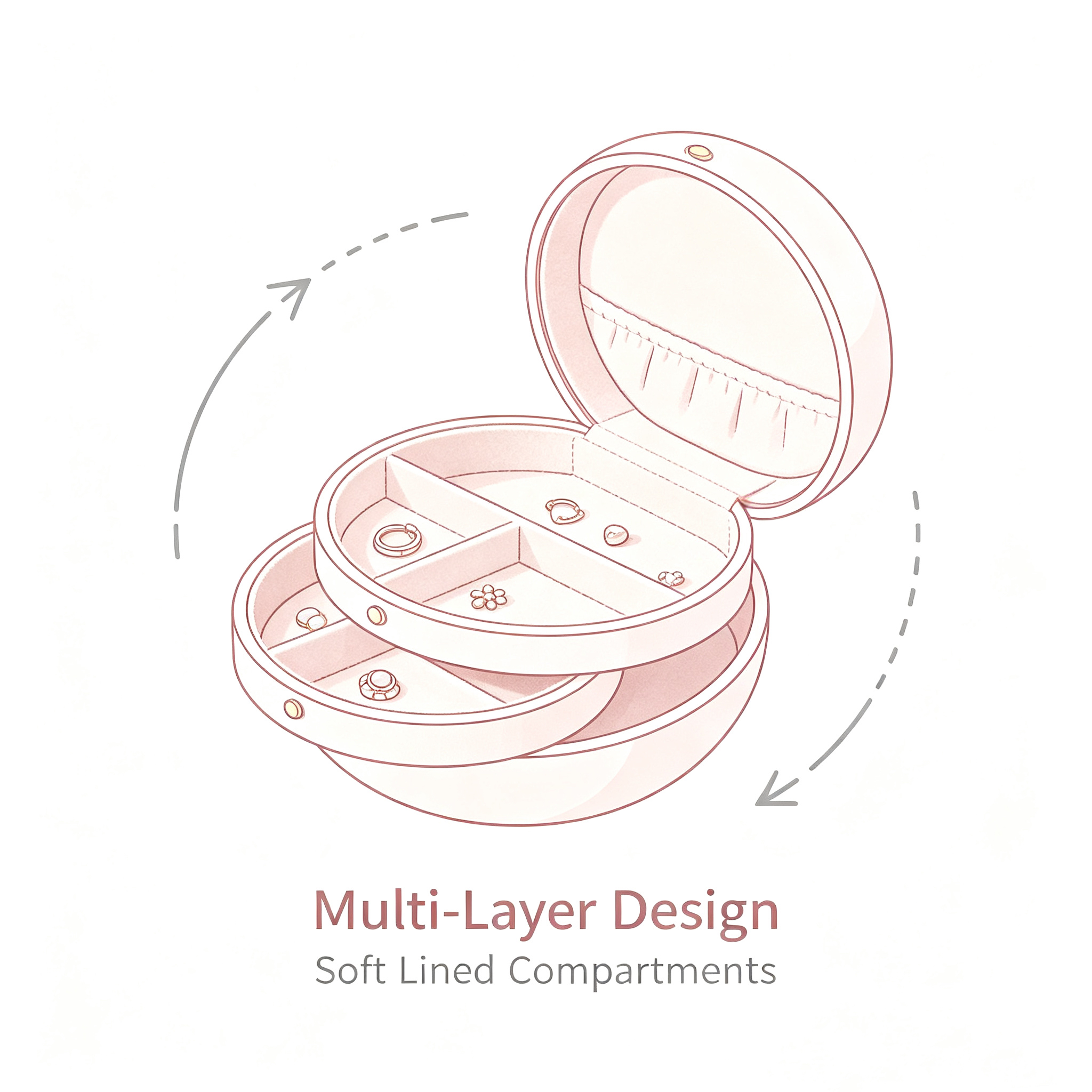 Icon representing multi-layer soft-lined jewellery organisation