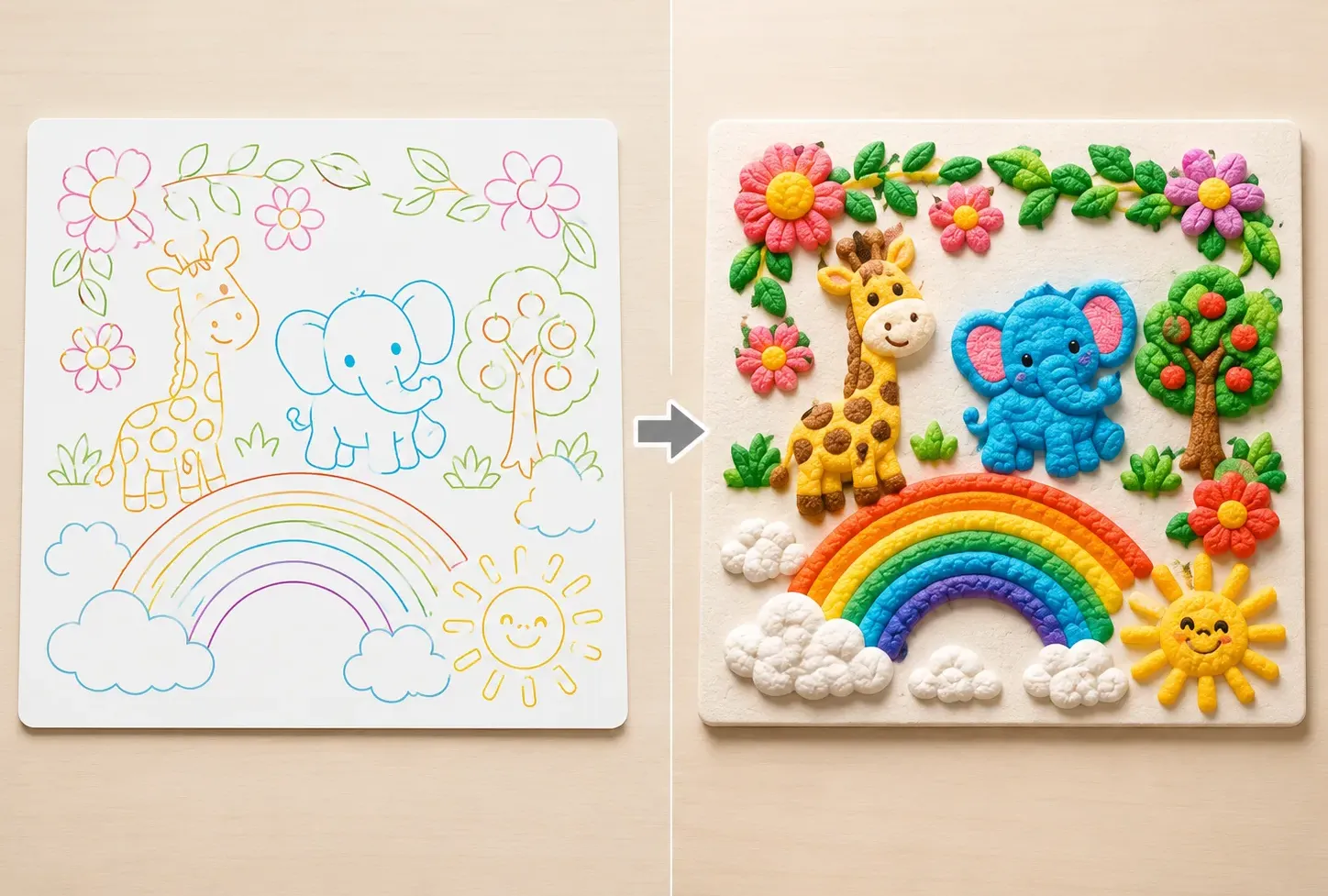 Suggested image: before-and-after flat drawing versus raised tactile 3D relief artwork made with the pen