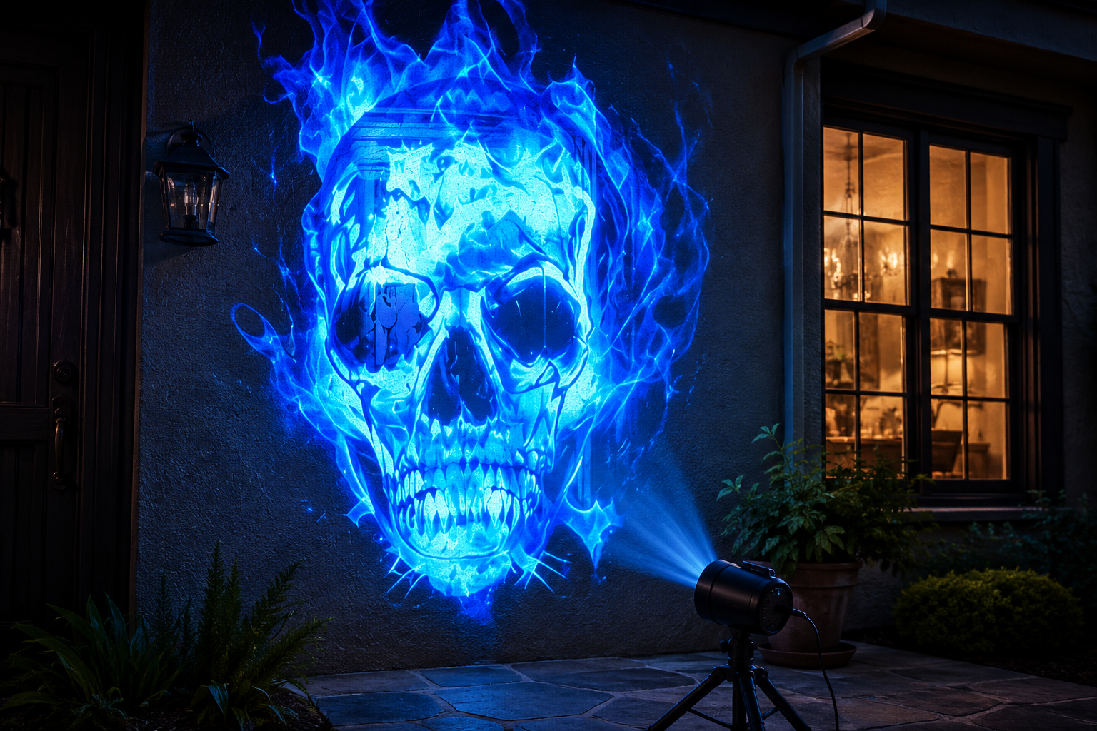 Image suggestion: close-up of crisp colorful Halloween projection details on a dark wall, highlighting sharp edges and vivid LED illumination