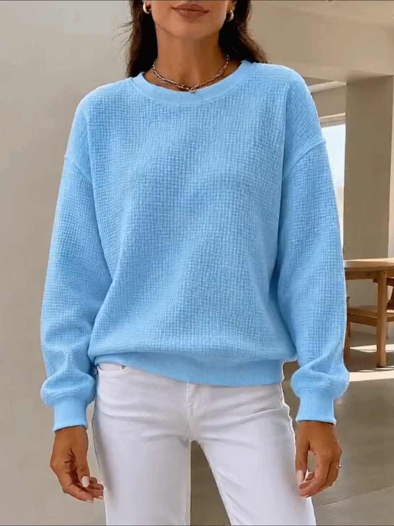 Suggested image: recommended product image of the Women&rsquo;s Waffle Knit Crewneck Sweatshirt on a clean neutral background