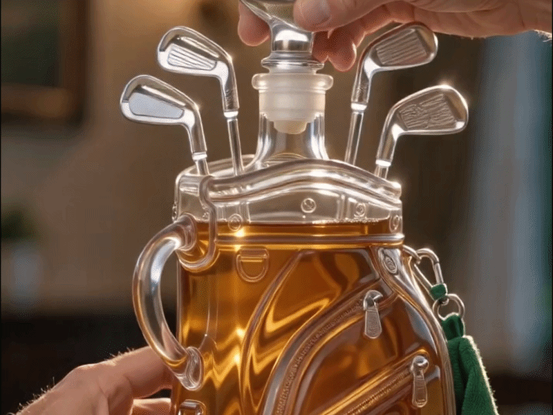 Suggested image: macro sequence showing the exact driver-shaped stopper being removed and the decanter pouring whiskey from the correct opening