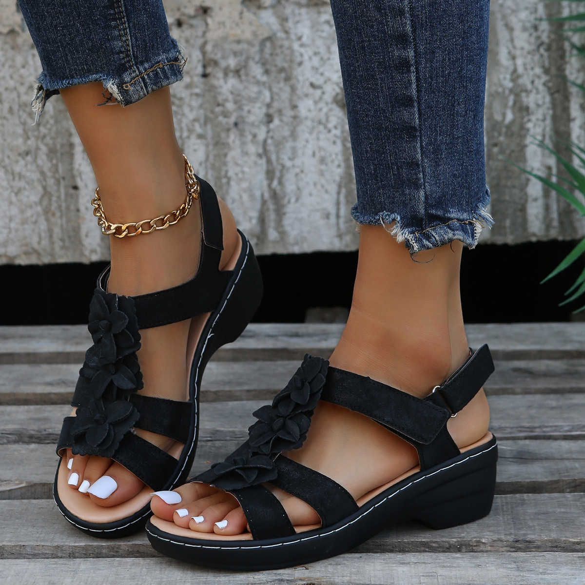 Women's summer series flower platform sandals