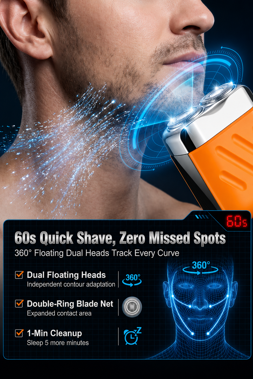 【German precision engineering, a best-selling shaver in Europe and America!】The new generation dual-head pocket shaver，Instant shaving, haircutting, and hair removal in just 1 second! Suitable for the whole family!