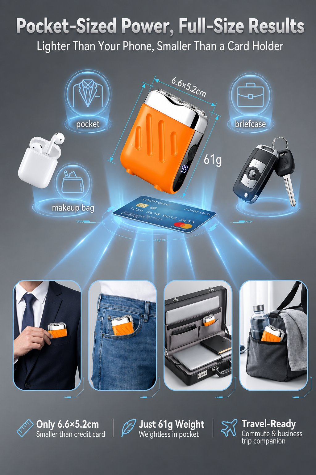 【German precision engineering, a best-selling shaver in Europe and America!】The new generation dual-head pocket shaver，Instant shaving, haircutting, and hair removal in just 1 second! Suitable for the whole family!