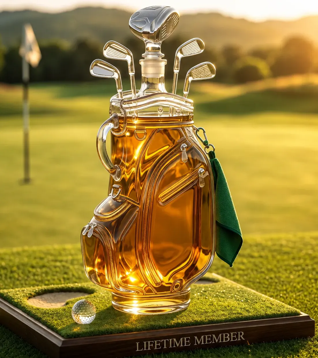 Suggested image: exact lead-free crystal decanter filled with amber whiskey under warm light, showing clear glass reflections and unchanged product details