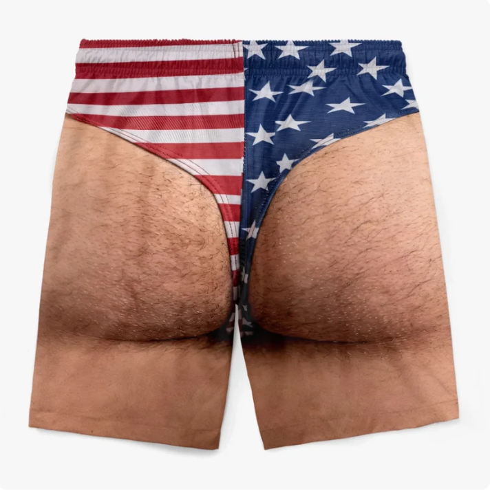 Custom Funny Patriotic Men Swim Trunks - Personalized Summer Vacation And Travel Gifts For Men - Freedom And Chill