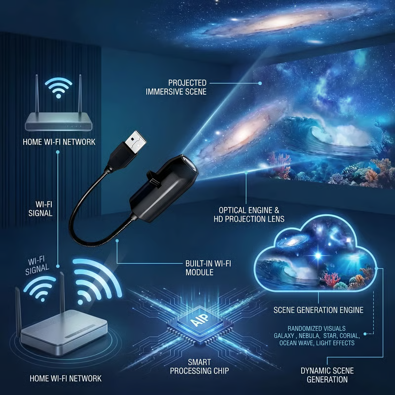 🔥-Night Light Projector - Smart Holographic Star Projector