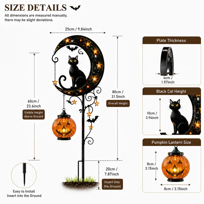 🌙 Solar-Powered Black Cat Garden Stake Light – Create a Magical Halloween Glow in Your Yard