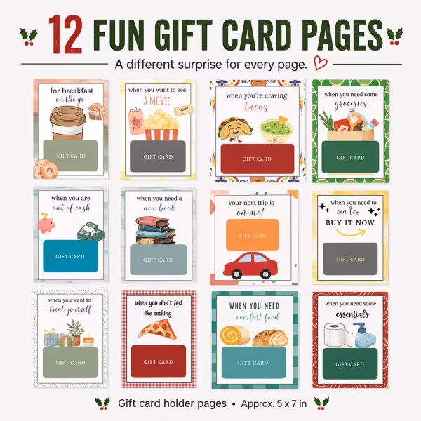 🎄📚Christmas Gift Card Book - 🎁Surprises On Every Page📚Hardcover & Durability Line