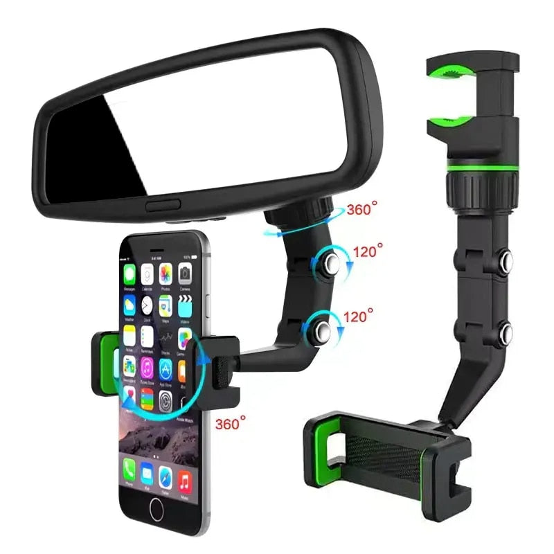 360° Multifunctional Anti-Shake Telescopic Quick-Release Phone Mount for Rearview Mirrors