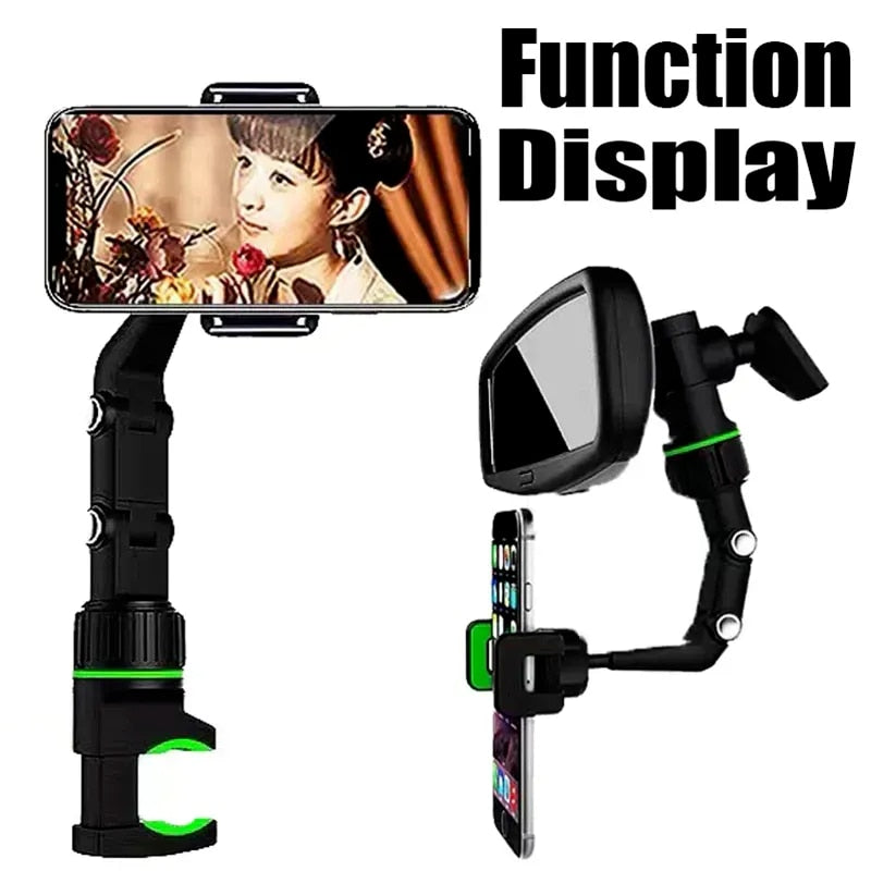 360° Multifunctional Anti-Shake Telescopic Quick-Release Phone Mount for Rearview Mirrors