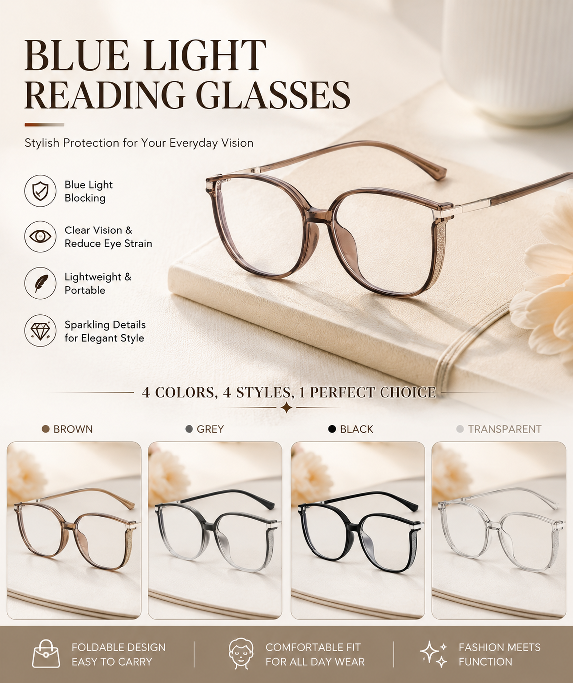 Women's Portable Stylish Anti-Blue Light Reading Glasses