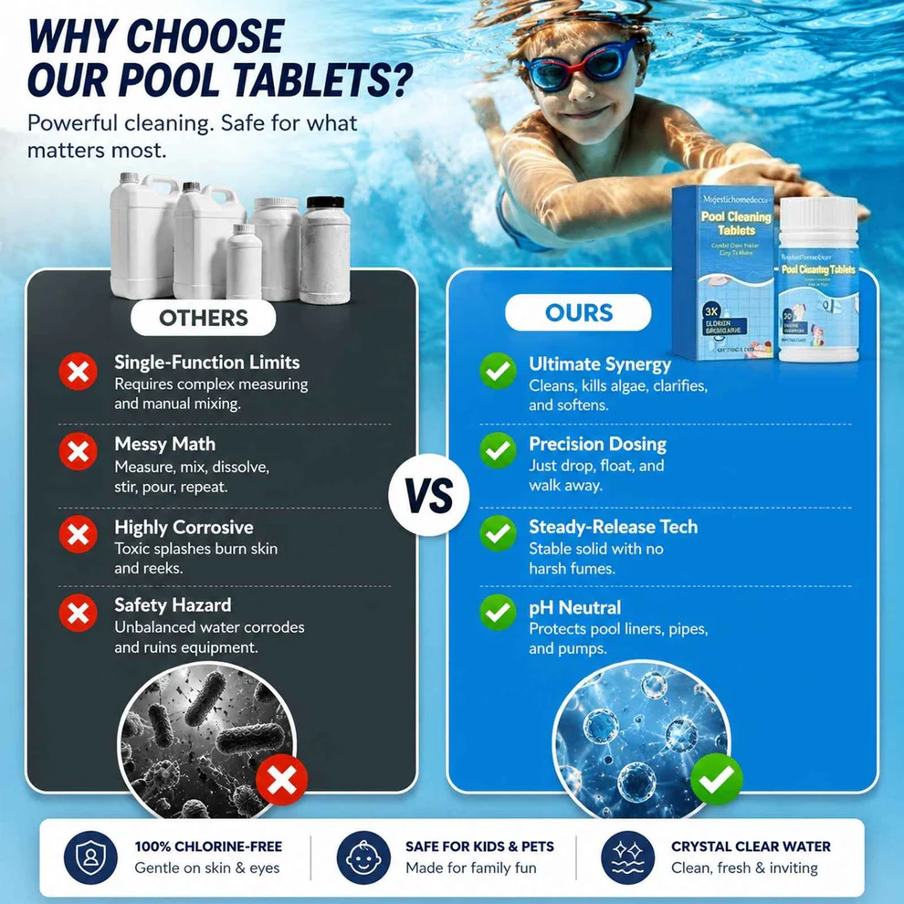 The new generation pool purifier ✨ offers double the algae control power—gentle, safe, and worry-free for children! 👨‍👩‍👧
