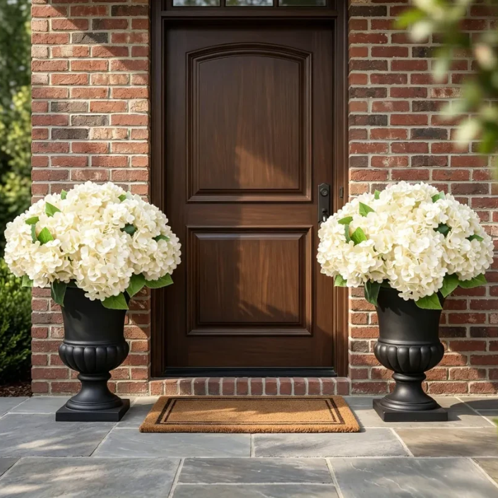 Realistic Outdoor Hydrangea Flowers — 5-Bloom Artificial Bunch