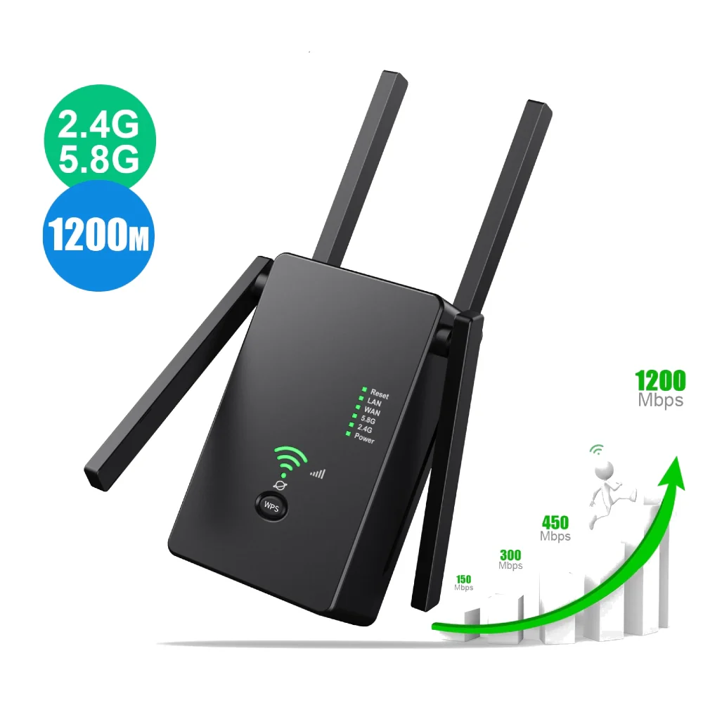 Ultra-Powerful Wireless Wi-Fi Signal Booster: 1200Mbps Dual-Band Gigabit Router – Suitable for Multi-Story Homes