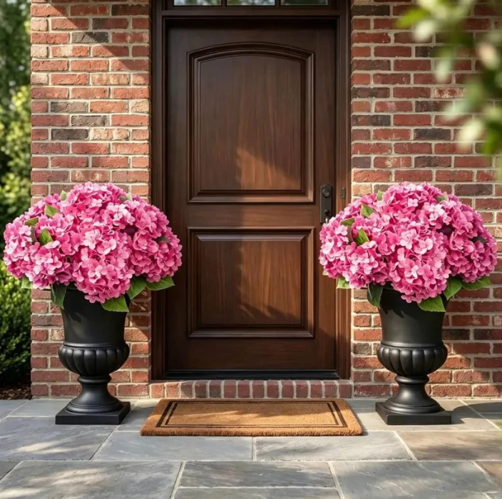 Realistic Outdoor Hydrangea Flowers — 5-Bloom Artificial Bunch