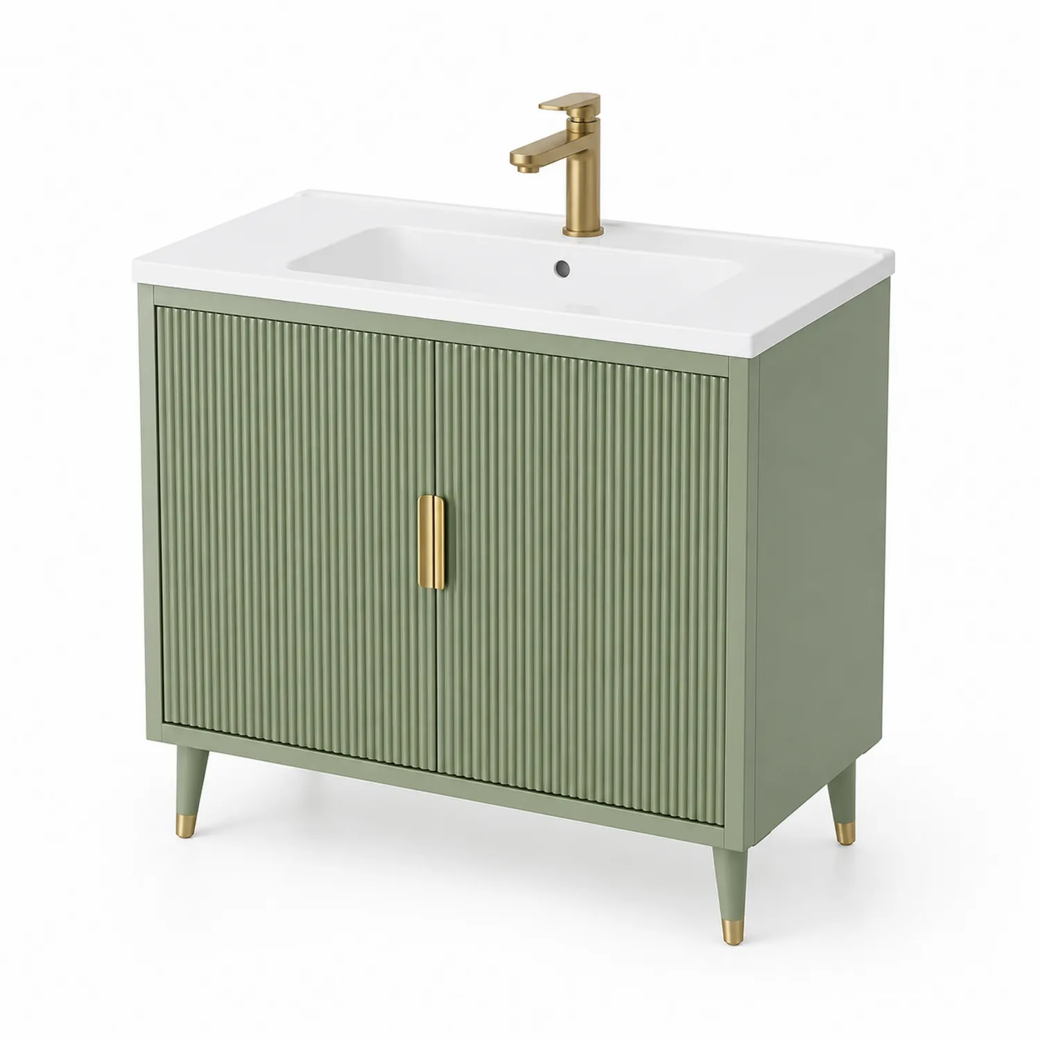 Szafka pod umywalkę pojedynczą MDF zielona 80 cm z baterią