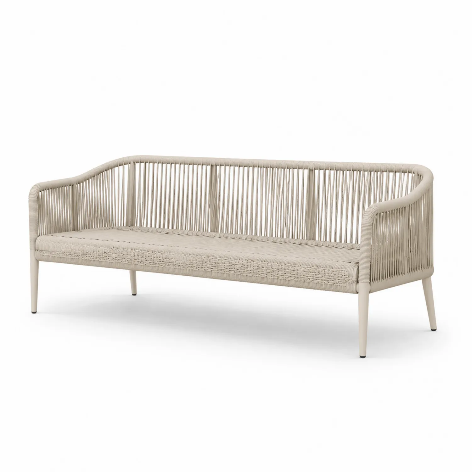 Sofa ogrodowa aluminiowa z liną poliestrową beż 180 cm
