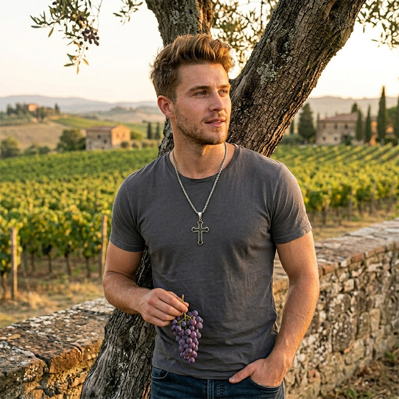 The Lord's Prayer Engraved Cross Necklace | Christian Faith Gift for Men & Women